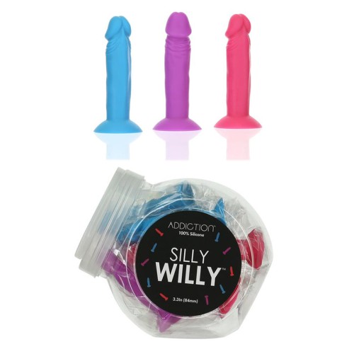 Addiction Silly Willy Silicone Dildo with 12-Piece Display