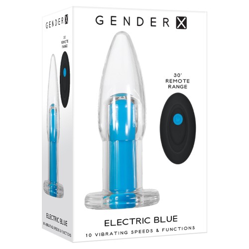 Plug Anal Vibrante Recargable con Control Remoto Gender X Azul Eléctrico Claro/Azul