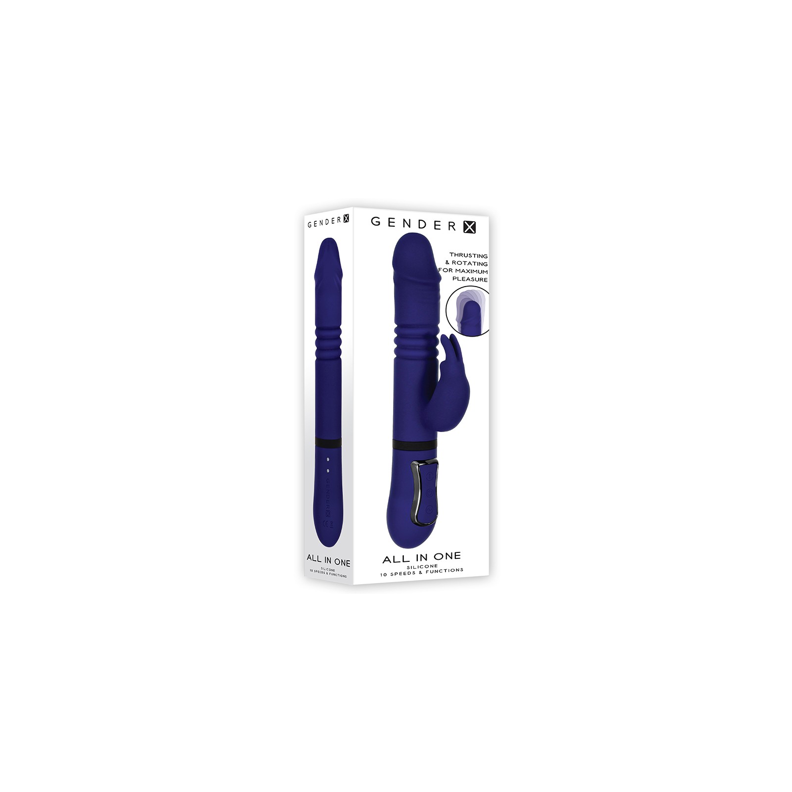 Vibrador Conejito Rotatorio y de Empuje Recargable