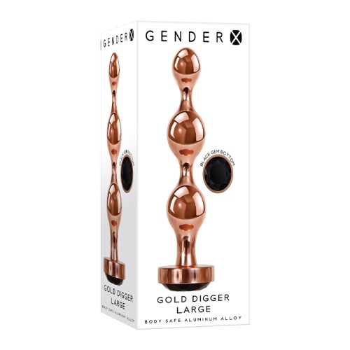 Gender X Large Rose Gold Beaded Anal Plug