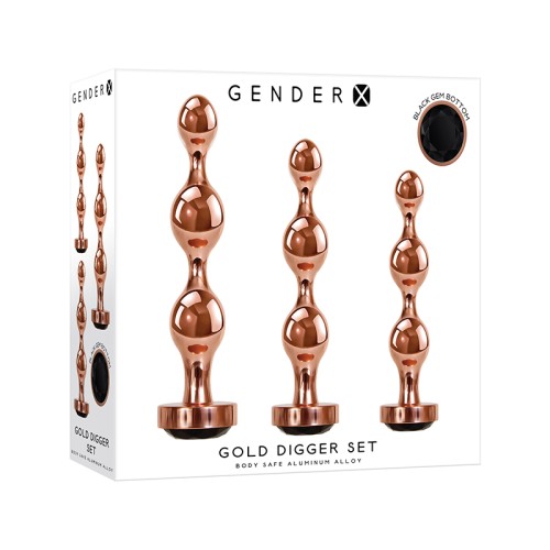 Gender X Rose Gold Beaded Anal Plug Set for Sensation Play