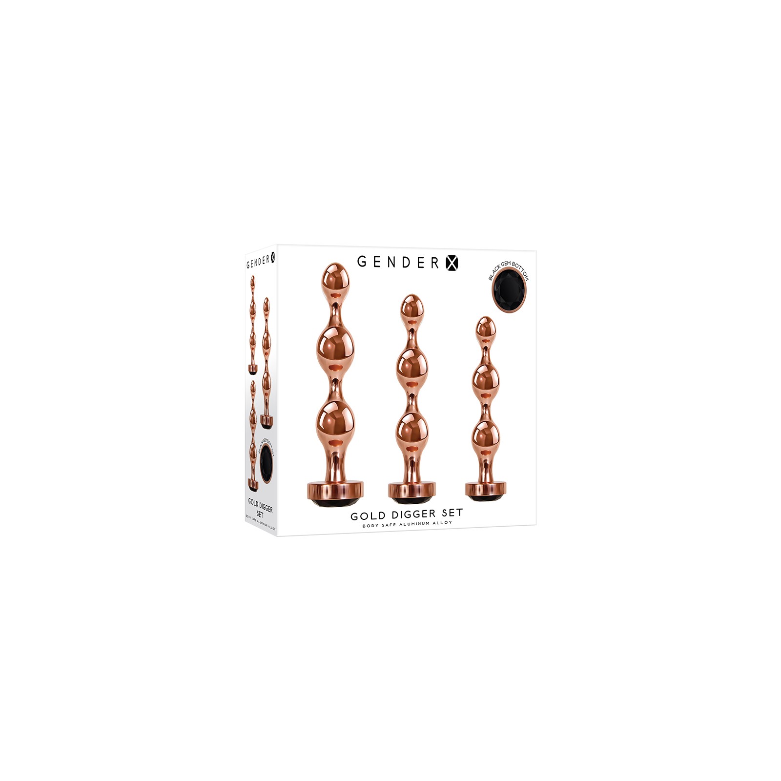 Gender X Rose Gold Beaded Anal Plug Set for Sensation Play