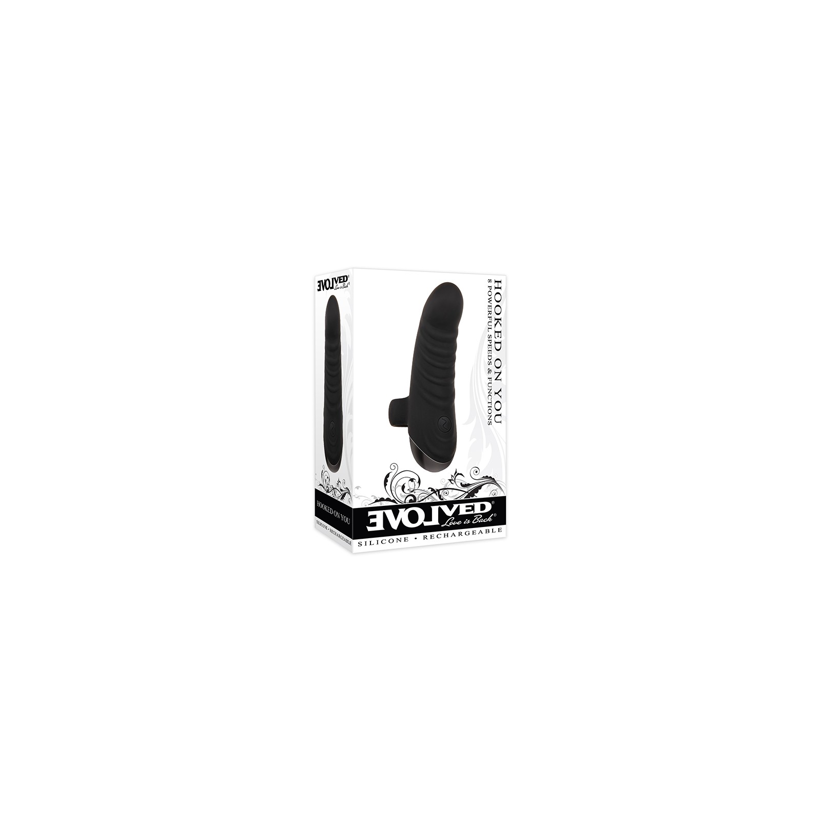 Evolved Hooked On You Rechargeable Silicone Finger Vibrator - Black