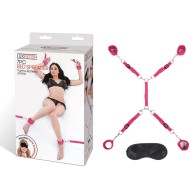 Lux Fetish 7-Piece Bed Spreader Restraint Kit Hot Pink