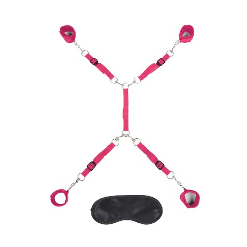 Lux Fetish 7-Piece Bed Spreader Restraint Kit Hot Pink