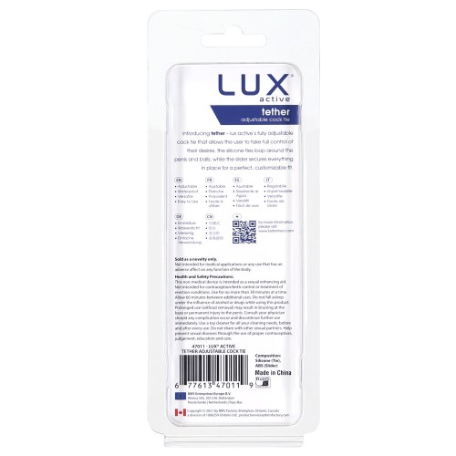 Lux Active Tether Correa Ajustable para Pene de Silicona Negra Lazo/Bolo