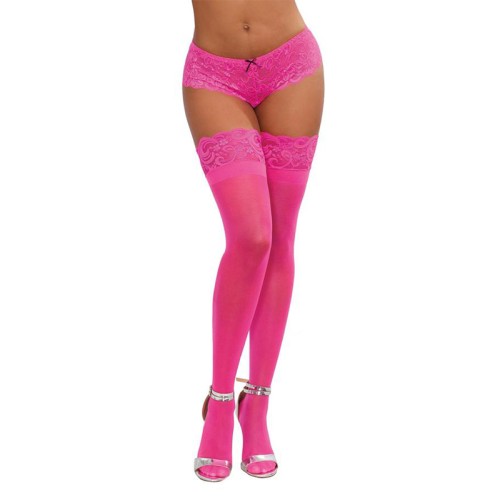 Dreamgirl Neon Pink Sheer Thigh-High Stockings