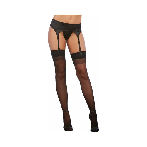 Dreamgirl Sheer Thigh-High Stockings Back Seam Black