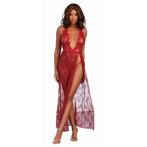 Dreamgirl Lace Gown & G-String Garnet Large