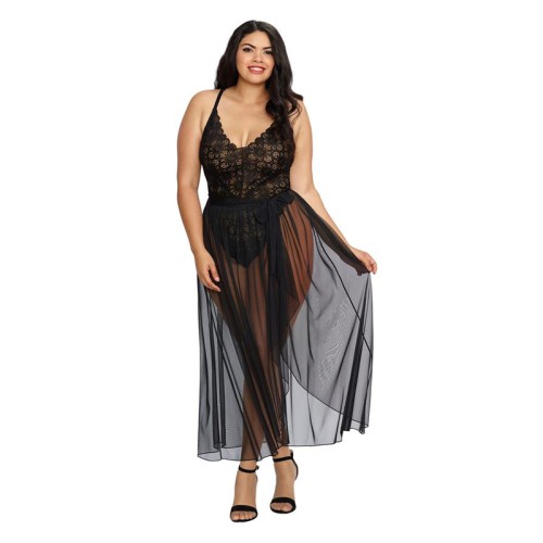 Dreamgirl Teddy & Sheer Mesh Maxi Skirt - Alluring Appeal