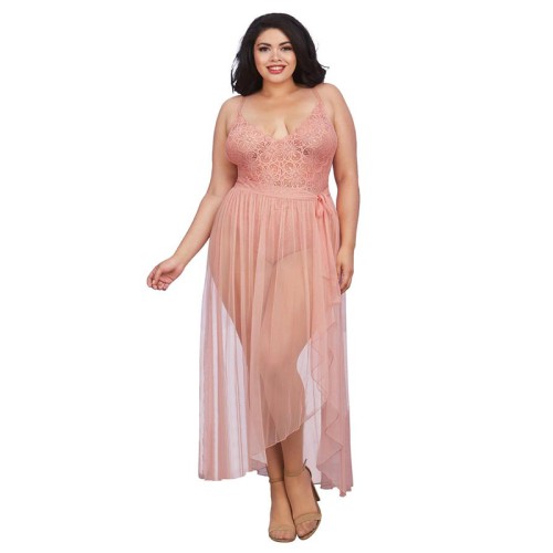 Dreamgirl Teddy & Sheer Mesh Maxi Skirt Set for Intimate Nights