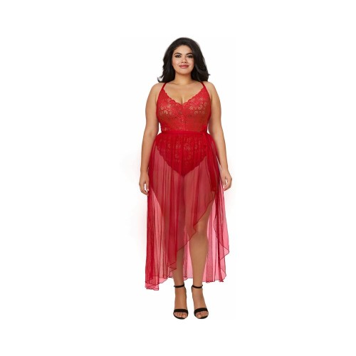 Dreamgirl Teddy & Sheer Mesh Maxi Skirt Set