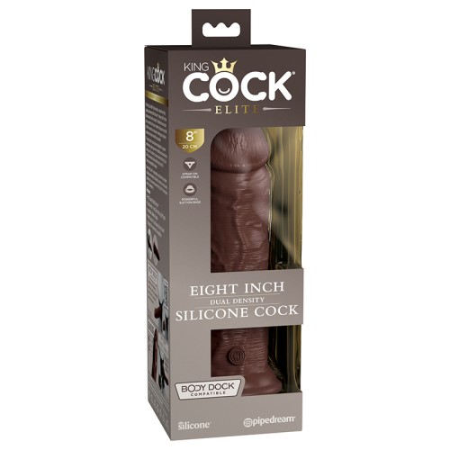 Dildo Realista de Silicona de Densidad Dual King Cock Elite 8 Pulgadas con Ventosa Marrón