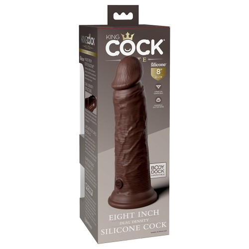 Dildo Realista de Silicona de Densidad Dual King Cock Elite 8 Pulgadas con Ventosa Marrón