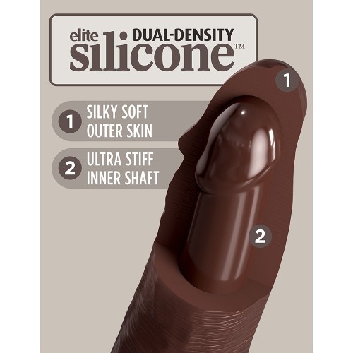 Dildo Realista de Silicona de Densidad Dual King Cock Elite 8 Pulgadas con Ventosa Marrón