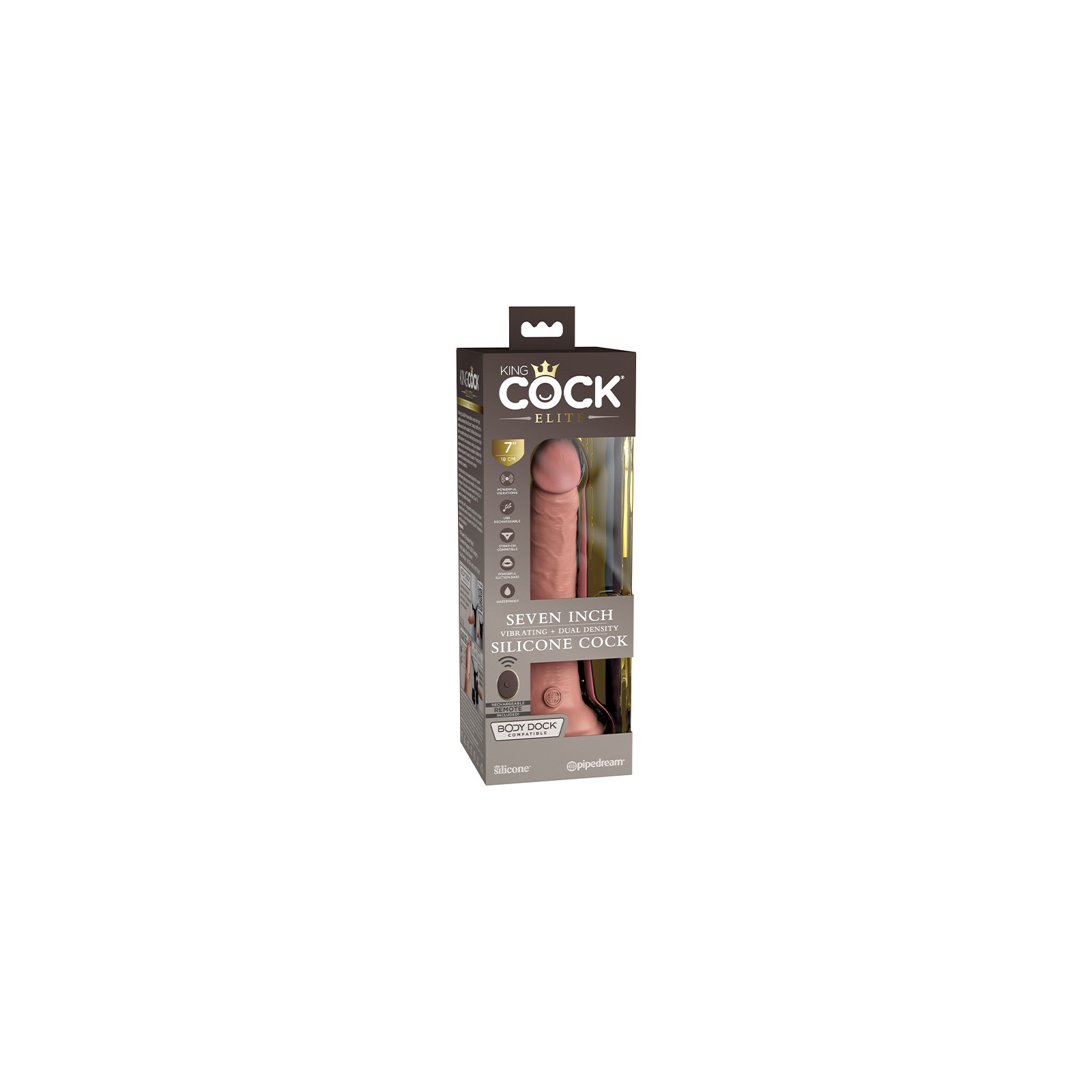 Pipedream King Cock Elite 7in Vibrating Dildo Beige