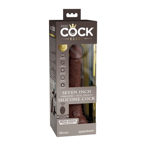 Pipedream King Cock Elite Dildo Realista Vibrante de 7 Pulgadas Marrón