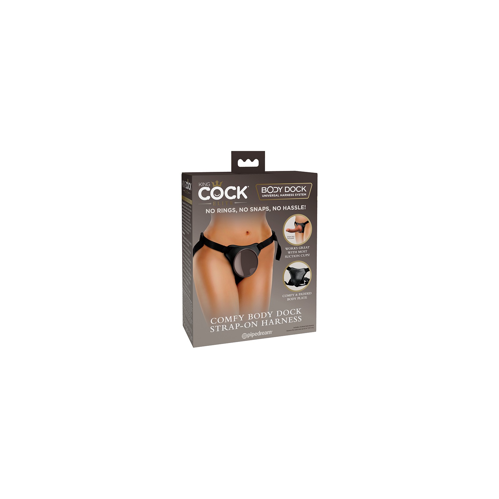 Pipedream King Cock Elite Arnés Comfy Body Dock Strap-On Negro