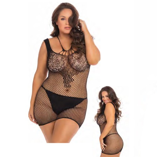 Rene Rofe Absolutist Lace and Net Dress Black Queen Size