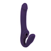 Evolved 2 Become 1 Dildo Strapless Recargable con Control Remoto - Púrpura