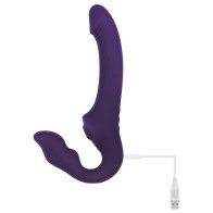 Evolved 2 Become 1 Dildo Strapless Recargable con Control Remoto - Púrpura