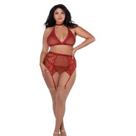 Dreamgirl Fishnet and Lace Four-Piece Set - Garnet Queen