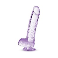 Naturally Yours Crystalline 6 in. Dildo with Balls - Amethyst