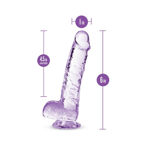 Dildo Crystalline de 6" con Bolas - Amatista