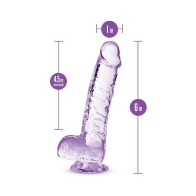 Naturally Yours Crystalline 6 in. Dildo with Balls - Amethyst