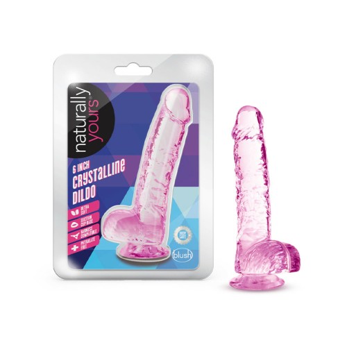 Naturally Yours 6" Crystalline Dildo with Balls Rose