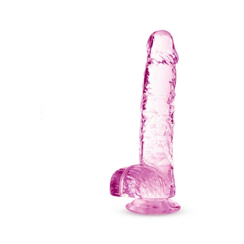 Dildo Cristalino Naturally Yours de 6 in. con Testículos Rosa