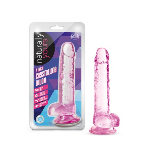 Naturally Yours 7" Crystalline Dildo with Balls Rose - Ultimate Pleasure