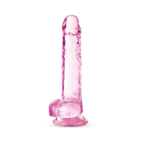 Dildo Cristalino 7" Naturally Yours con Bolas Rosa - Placer Absoluto