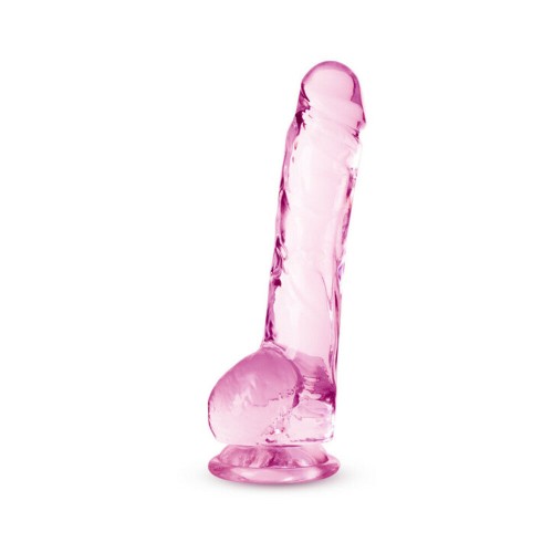 Dildo Crystalline de 8 Pulgadas con Testículos de Naturally Yours Rosa