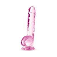 Naturally Yours Crystalline 8 Inch Dildo with Balls Rose