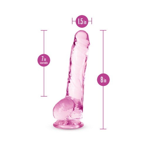 Dildo Crystalline de 8 Pulgadas con Testículos de Naturally Yours Rosa