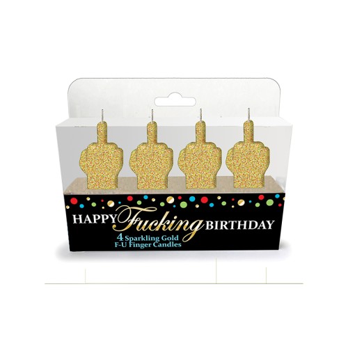 Velas Gliterizadas de Dedo Medio para Cumpleaños 4-Pack