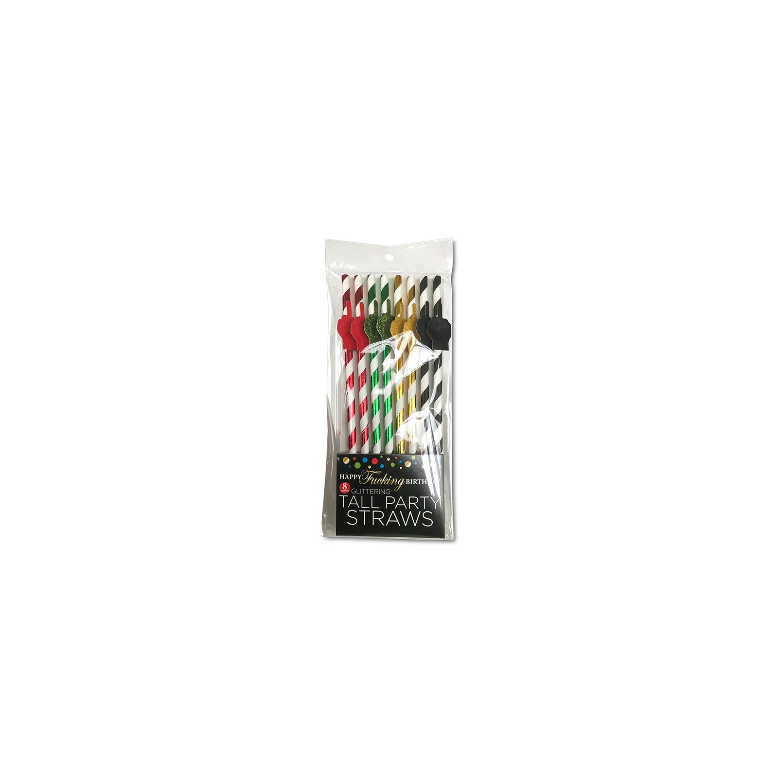 Happy Fucking Birthday Tall Party Straws 8-Pack