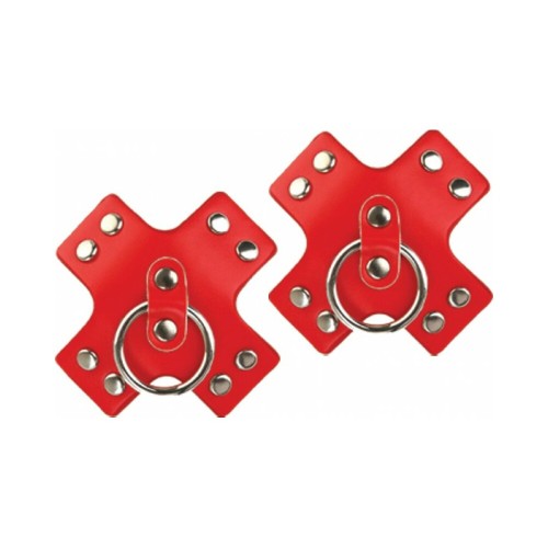 Pasties de Cuero Nipplicious Seducer con Anillo Rojo