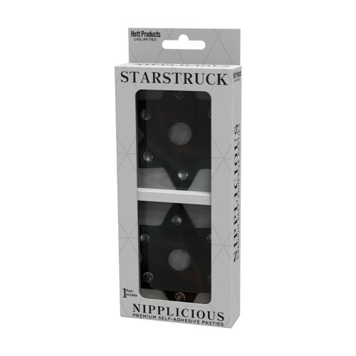 Nipplicious Starstruck Leather Nipple Pasties with Studs Black