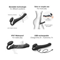 Strap-On-Me Strap-On Vibrante Silicona Recargable con Control Remoto Flexible Negra XL