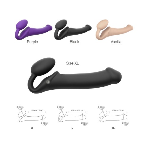 Strap-On-Me Strap-On Vibrante Silicona Recargable con Control Remoto Flexible Negra XL