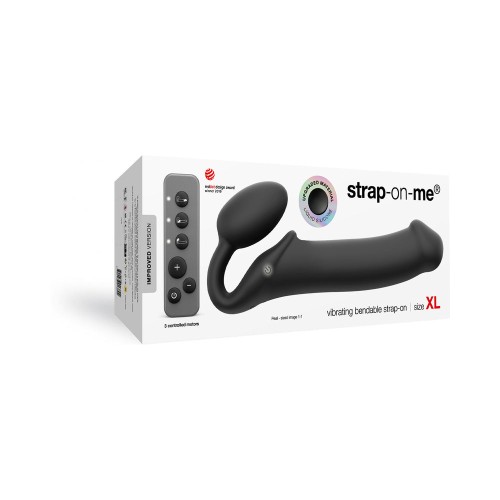 Strap-On-Me Rechargeable Remote-Controlled Silicone Vibrating Bendable Strap-On Black XL