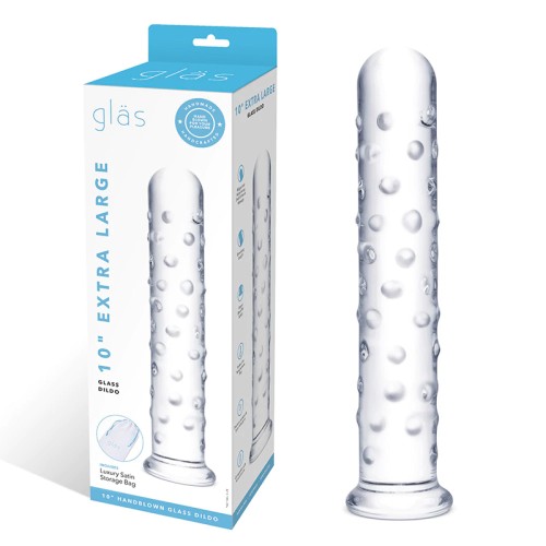 Dildo de Vidrio Extra Grande de 10 in. - Textura con Protuberancias para el Placer Definitivo