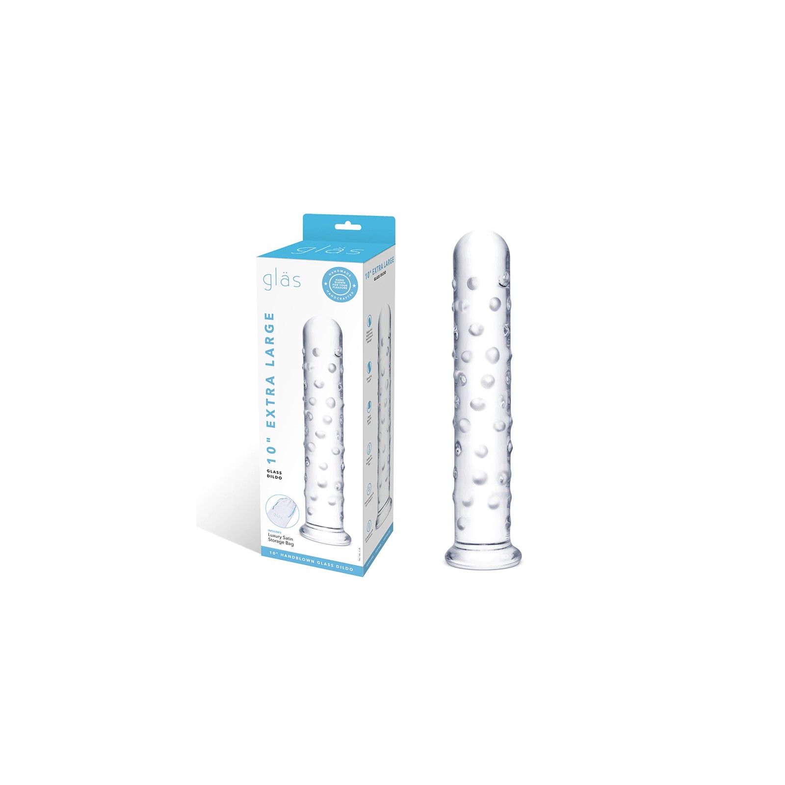 Glas 10 in. Extra Large Glass Dildo - Nubby Texture for Ultimate Pleasure