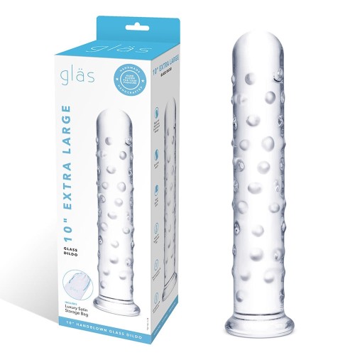 Glas 10 in. Extra Large Glass Dildo - Nubby Texture for Ultimate Pleasure