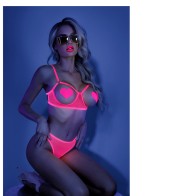 Fantasy Lingerie Glow Sweet Escape Bra & Crotchless Panty L/XL | Sexy Lingerie Set