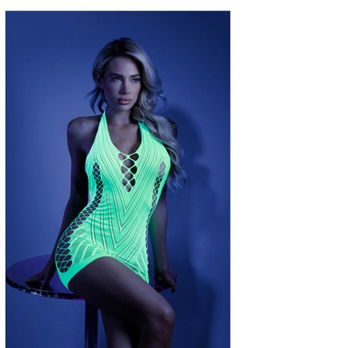 Fantasy Lingerie Glow Shock Value Net Dress Neon Green