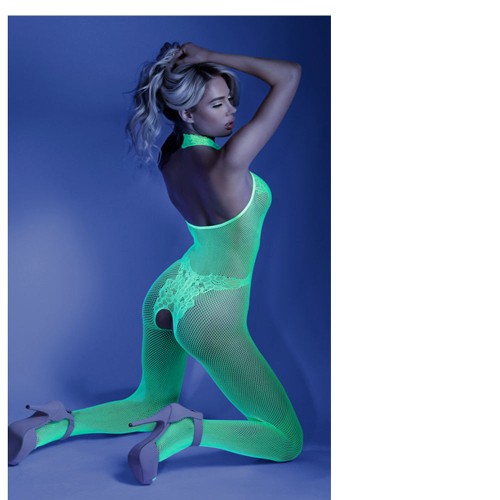 Bodystocking Crotchless Fantasy Lingerie Verde