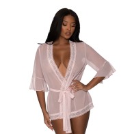 Magic Silk Seabreeze Robe Lace Trim Blush S/M